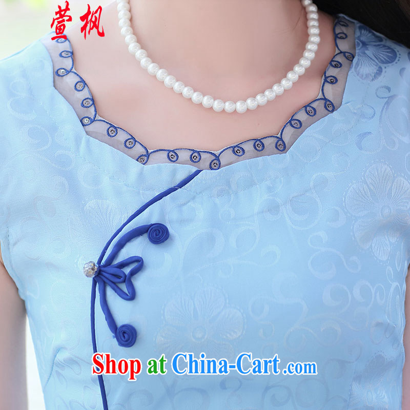XUAN FENG 2015 summer New Beauty video thin short-sleeve with roses stamp improved cheongsam dress blue roses XXL, Xuan Feng (xuanfeng), online shopping