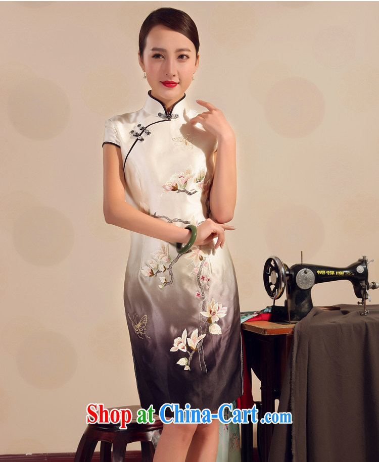 Bird lovers of 2015 new summer skirt outfit improved stylish heavy silk embroidery short cheongsam dress white XXL pictures, price, brand platters! Elections are good character, the national distribution, so why buy now enjoy more preferential! Health