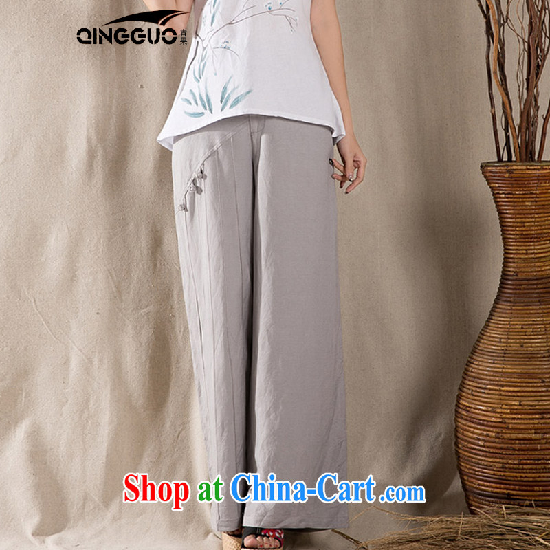 Green fruit 2015 retro China wind cotton the Chinese children, trouser press with original design arts, ethnic Wind Light Gray XL, fruit (QINGGUO), and, on-line shopping