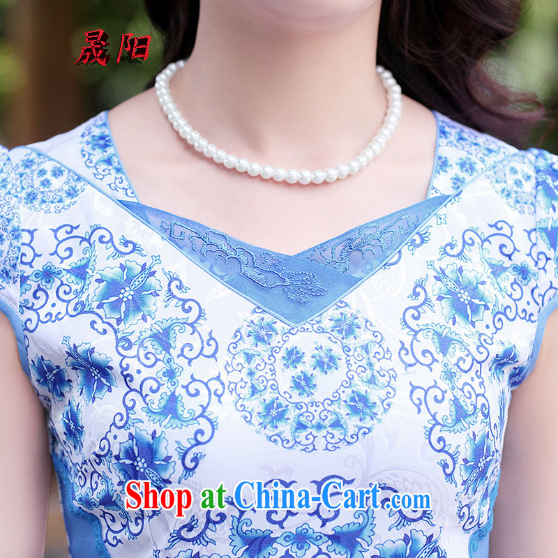 Sung Yang 2015 summer new Korean Beauty graphics thin porcelain was short-sleeved party style dress improved cheongsam dress green XXL, Sung-yang (shengyang), online shopping