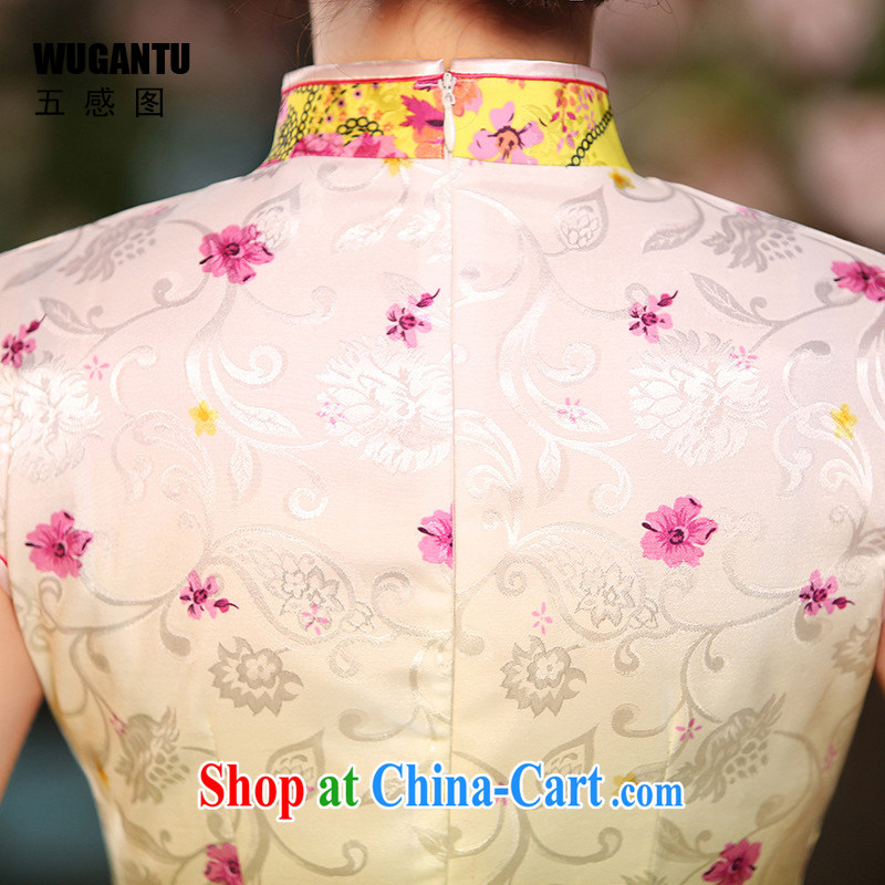 5 AND THE 2015 spring and summer new cultivating jacquard cotton short cheongsam dress improved cheongsam stylish retro WGT 310 photo color XXL, sense 5 figure (WUGANTU), online shopping