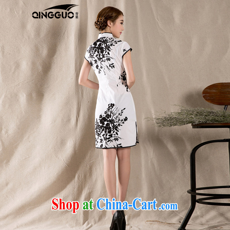 Green fruit 2015 summer new stylish and refined antique cheongsam dress China wind stamp duty dresses white XXL, fruit (QINGGUO), shopping on the Internet
