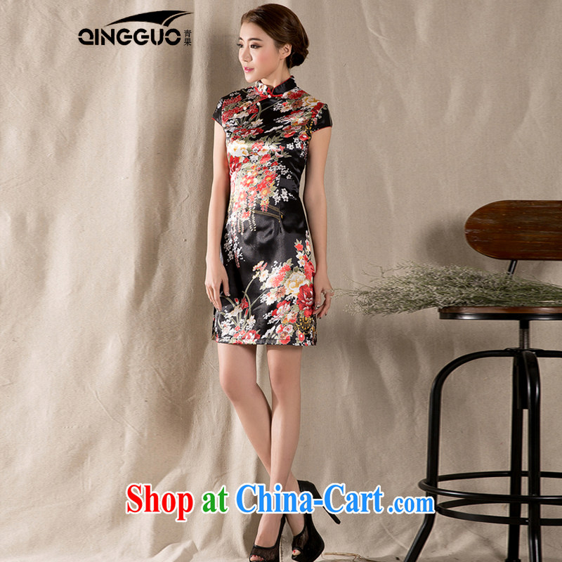 Green fruit 2015 new spring and summer short-sleeved Tang with improved cheongsam retro China wind women dress suit XXL, fruit (QINGGUO), online shopping