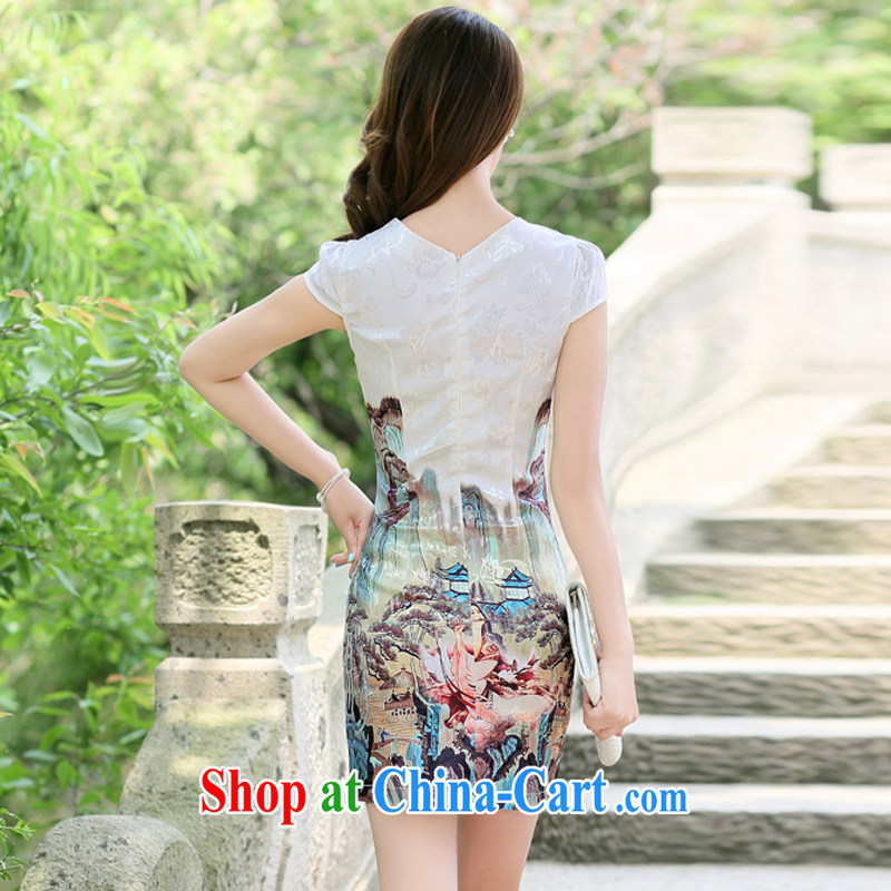 Air Shu Diane 2015 new spring and summer with daily improved cheongsam dress short Beauty Figure cheongsam dress girl card its color XL, aviation Shu Diane, shopping on the Internet