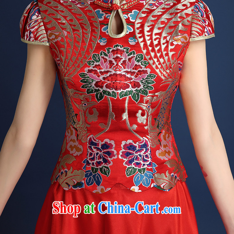 2015 new spring and summer red Chinese bride Xiao Fengxian wedding dresses long dresses, bows serving short-sleeve two-piece dress of Phoenix Sau kimono red XXL, beautiful, shopping on the Internet