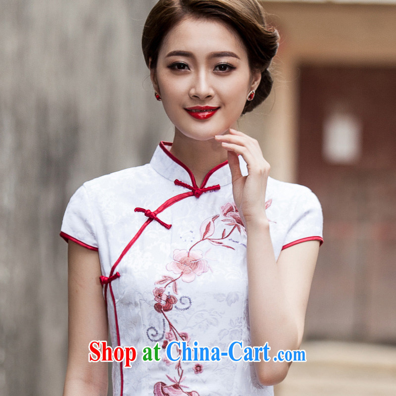 VAGANTZAR 2015 summer new women replacing Tang with retro style short, cultivating daily cheongsam dress female Q 1124 white S, VAGANTZAR, shopping on the Internet