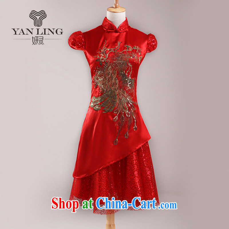 Bridal wedding dresses wedding dresses red short dress Chinese improved bows clothes summer retro dresses skirts L, her spirit, and shopping on the Internet