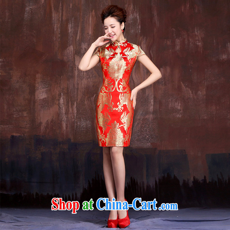 Her spirit marriages red short bows service 2015 new dragon robe improved Chinese qipao bridal replacing XXL, her spirit, and, shopping on the Internet