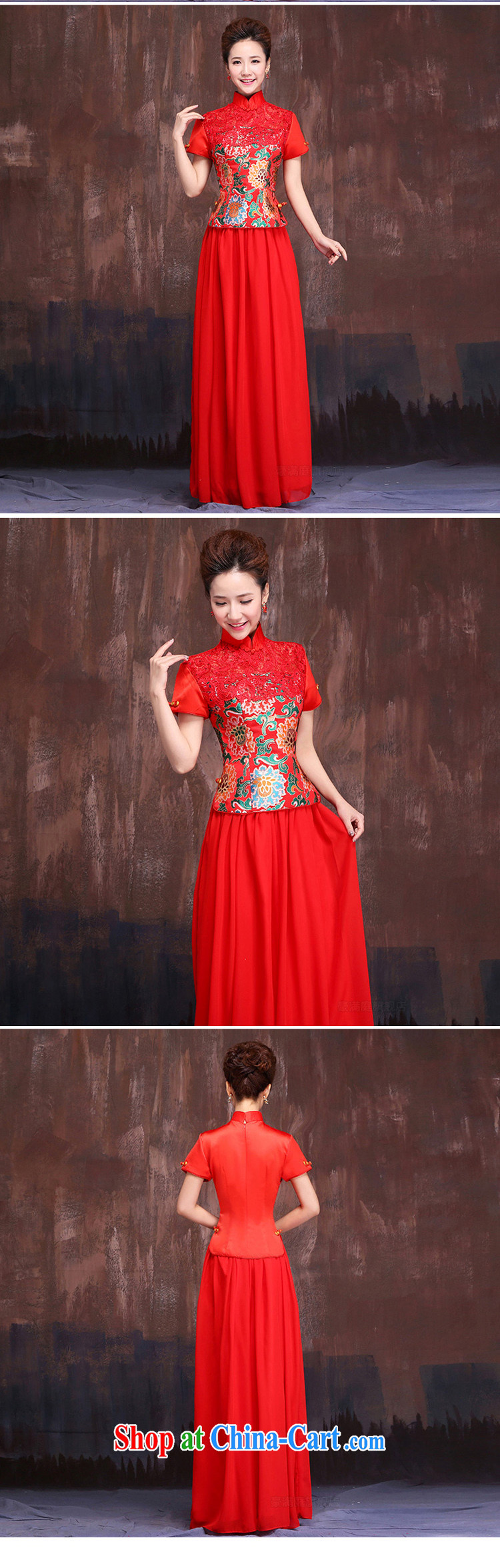 Marriages red bows, serving 2015 Chinese improved short-sleeved cultivating cheongsam dress dresses XXL pictures, price, brand platters! Elections are good character, the national distribution, so why buy now enjoy more preferential! Health