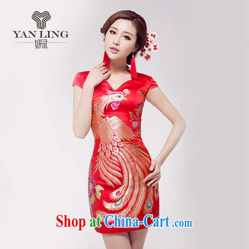 Marriages female dresses wedding dresses red short Chinese improved bows clothes embroidery antique dresses XXL, her spirit, and shopping on the Internet