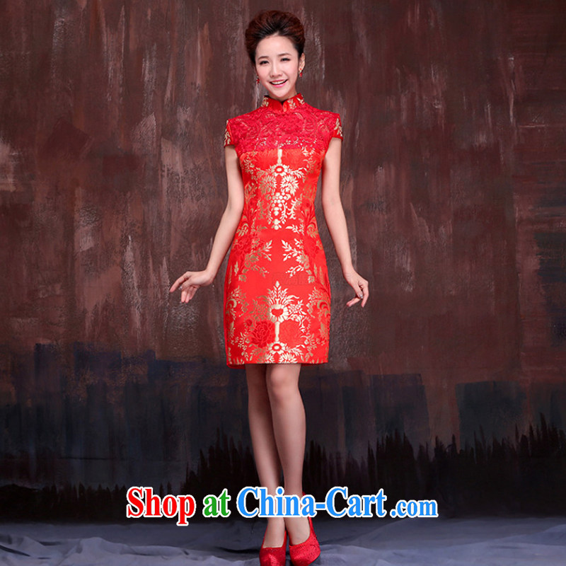 Marriages, short red dresses 2015 spring and summer new stylish improved retro bows dress uniform XXL, her spirit, and shopping on the Internet