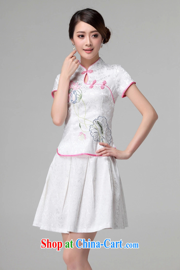 VAGANTZAR 2015 summer new women who decorated daily retro style short-sleeve dresses two piece girls Q 1121 white short-sleeved XL pictures, price, brand platters! Elections are good character, the national distribution, so why buy now enjoy more preferential! Health