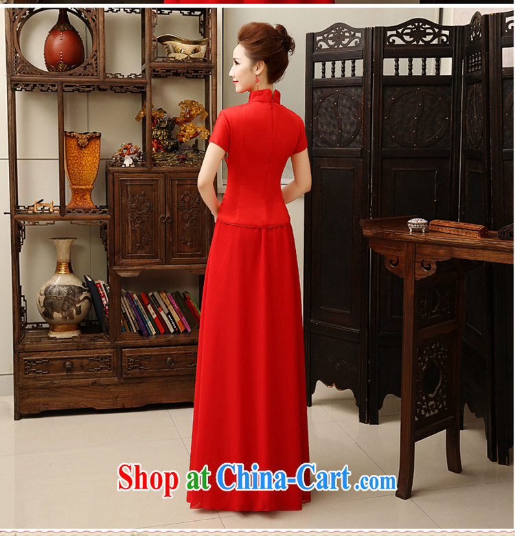 cheongsam dress 2015 spring and summer new bride toast clothing lace short sleeve snow woven skirt Chinese elegant red wedding dresses antique dresses Back Door Service red XXL pictures, price, brand platters! Elections are good character, the national distribution, so why buy now enjoy more preferential! Health
