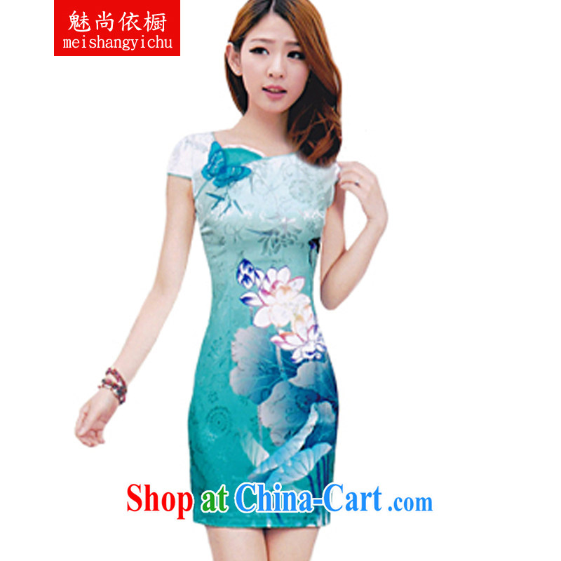 Clearly it is in accordance with Cabinet 2015 new dresses stylish Lotus the gradient improved fashion cheongsam dress summer beauty stylish green M