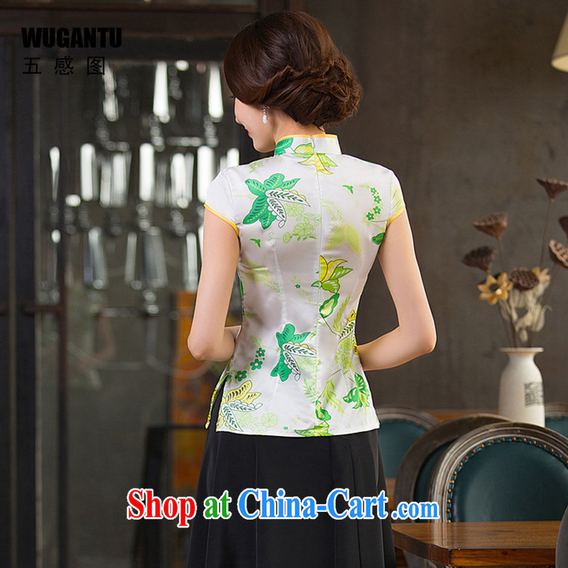 5 AND THE 2015 summer new female short-sleeve T-shirt daily improved stylish retro short cheongsam silk WGT 2331 model features XXL, sense 5 (WUGANTU), online shopping