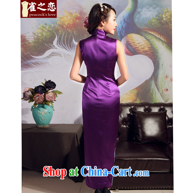 Birds love 2015 summer new advanced embroidery cheongsam upscale heavy silk embroidered dresses Purple - pre-sale 20 days XXL, birds of the land, and on-line shopping