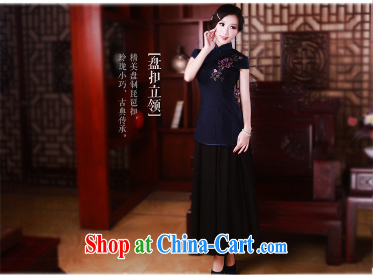 ruyi, 2015 Chinese female T-shirt stylish and improved retro cotton the cheongsam Chinese female short-sleeve 5023 blue XL pictures, price, brand platters! Elections are good character, the national distribution, so why buy now enjoy more preferential! Health