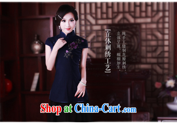 ruyi, 2015 Chinese female T-shirt stylish and improved retro cotton the cheongsam Chinese female short-sleeve 5023 blue XL pictures, price, brand platters! Elections are good character, the national distribution, so why buy now enjoy more preferential! Health