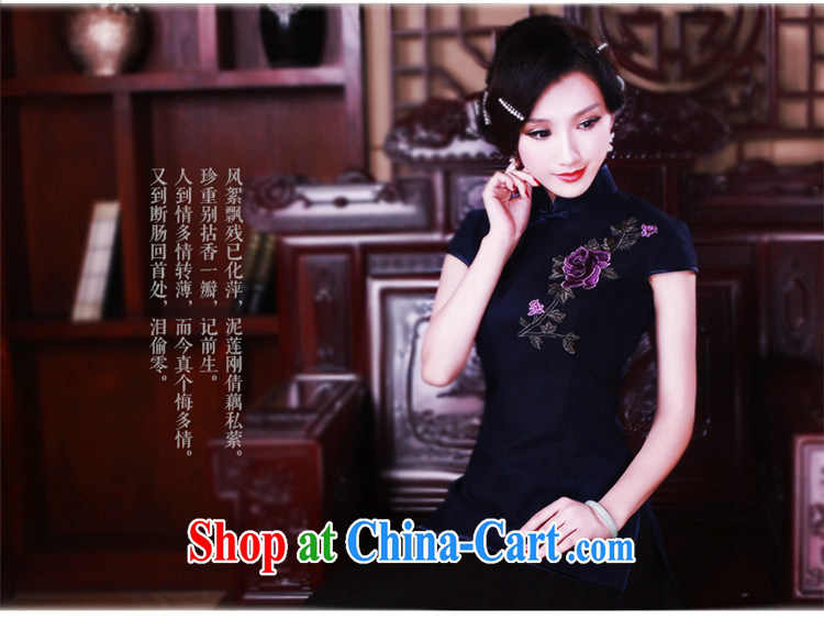 ruyi, 2015 Chinese female T-shirt stylish and improved retro cotton the cheongsam Chinese female short-sleeve 5023 blue XL pictures, price, brand platters! Elections are good character, the national distribution, so why buy now enjoy more preferential! Health