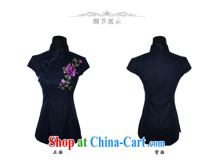 ruyi, 2015 Chinese female T-shirt stylish and improved retro cotton the cheongsam Chinese female short-sleeve 5023 blue XL pictures, price, brand platters! Elections are good character, the national distribution, so why buy now enjoy more preferential! Health