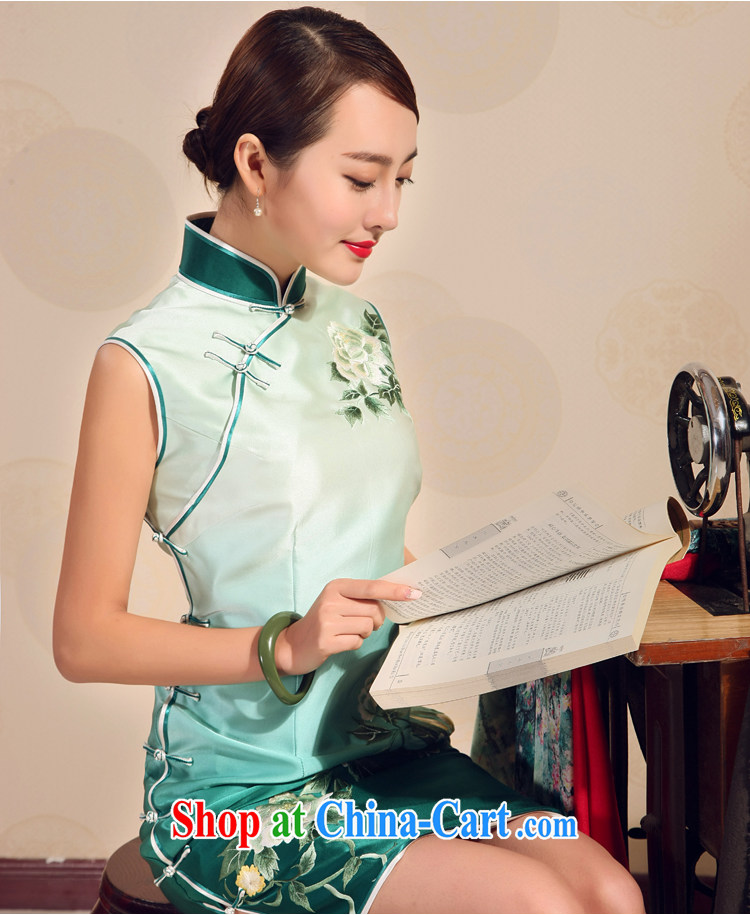 Birds love 2015 new dresses summer full retro Silk Cheongsam dress hand embroidered cheongsam gradient Green - pre-sale 20 days XXL pictures, price, brand platters! Elections are good character, the national distribution, so why buy now enjoy more preferential! Health