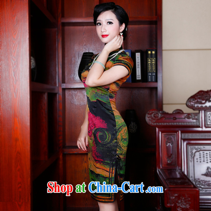 Leisure facilities in the old silk incense cloud dresses dresses, long cheongsam dress short-sleeved retro Dress Suit 5244 XXL sporting, wind, shopping on the Internet
