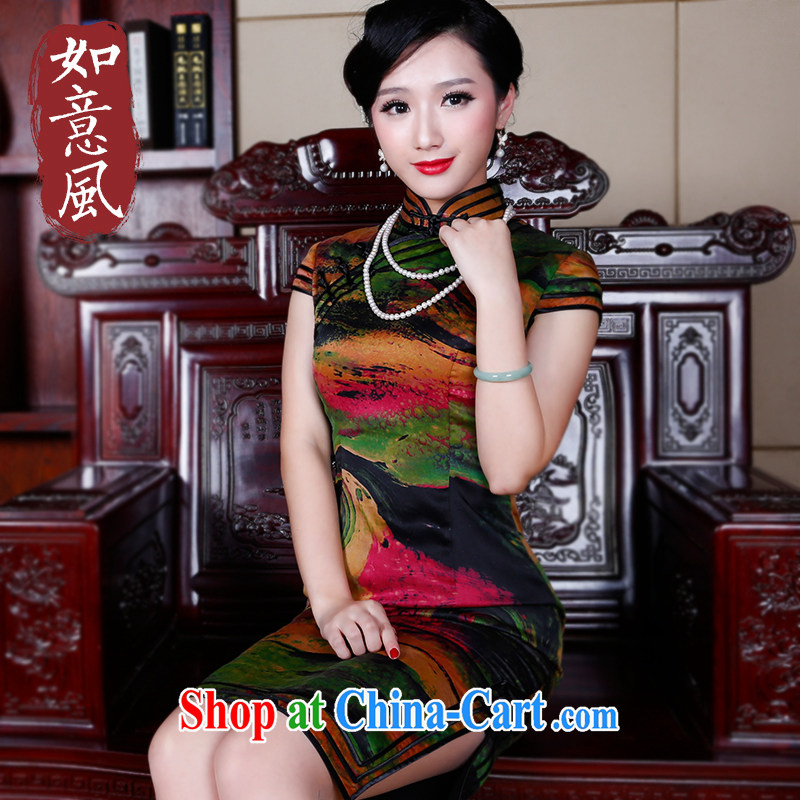 Leisure facilities in the old silk incense cloud dresses dresses, long cheongsam dress short-sleeved retro Dress Suit 5244 XXL sporting, wind, shopping on the Internet