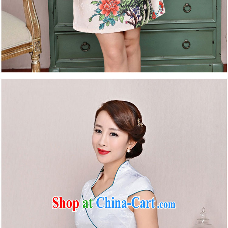 Refreshing new Ethnic Wind elegant low the forklift truck serving toast improved cheongsam dress summer T-shirt dresses female White Peacock peony flowers XXL pictures, price, brand platters! Elections are good character, the national distribution, so why buy now enjoy more preferential! Health