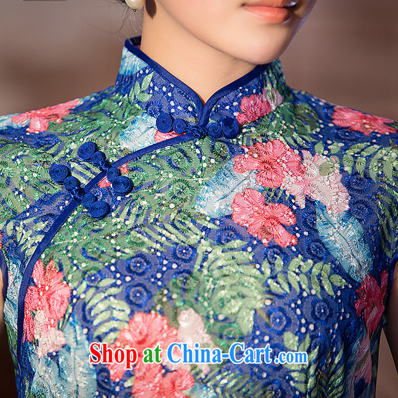 Love spell Fort Lauderdale 2015 new summer fashion graphics thin beauty short, short-sleeved, for Chinese qipao colorful flowers XXL (98 / 80/102, love the castle, shopping on the Internet