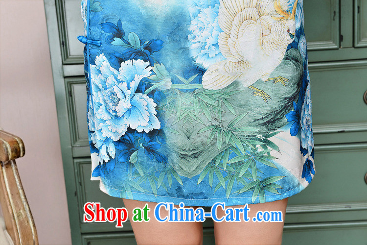 Left love sky summer 2015 new retro hand-tie stamp cultivating short-sleeved qipao dresses Chinese, for blue-collar, small bird figure XXL pictures, price, brand platters! Elections are good character, the national distribution, so why buy now enjoy more preferential! Health