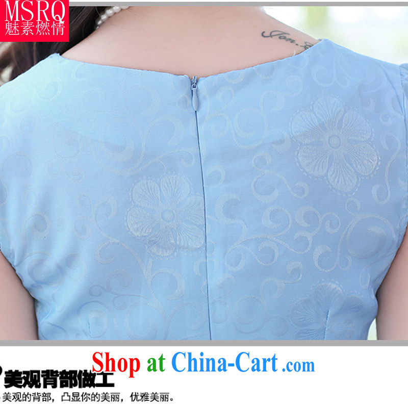 Quality of fuel, summer 2015 New Classic jacquard round-collar beauty graphics thin retro dresses women dresses blue rose-colored XXL, director of fuel (meisuranqing), shopping on the Internet