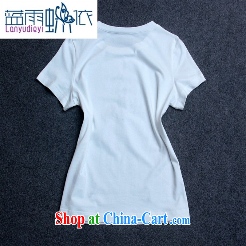 hamilton stars with round-collar short-sleeve pin feather female T shirt T-shirt woman burglary, summer girl Y 37,453 L white, blue rain bow, and shopping on the Internet