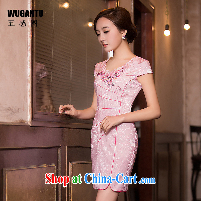 5 sensing the beauty embroidery, qipao dresses 2015 New China wind National wind dress dress WGT 194 photo color XXL, SENSE 5 (WUGANTU), shopping on the Internet