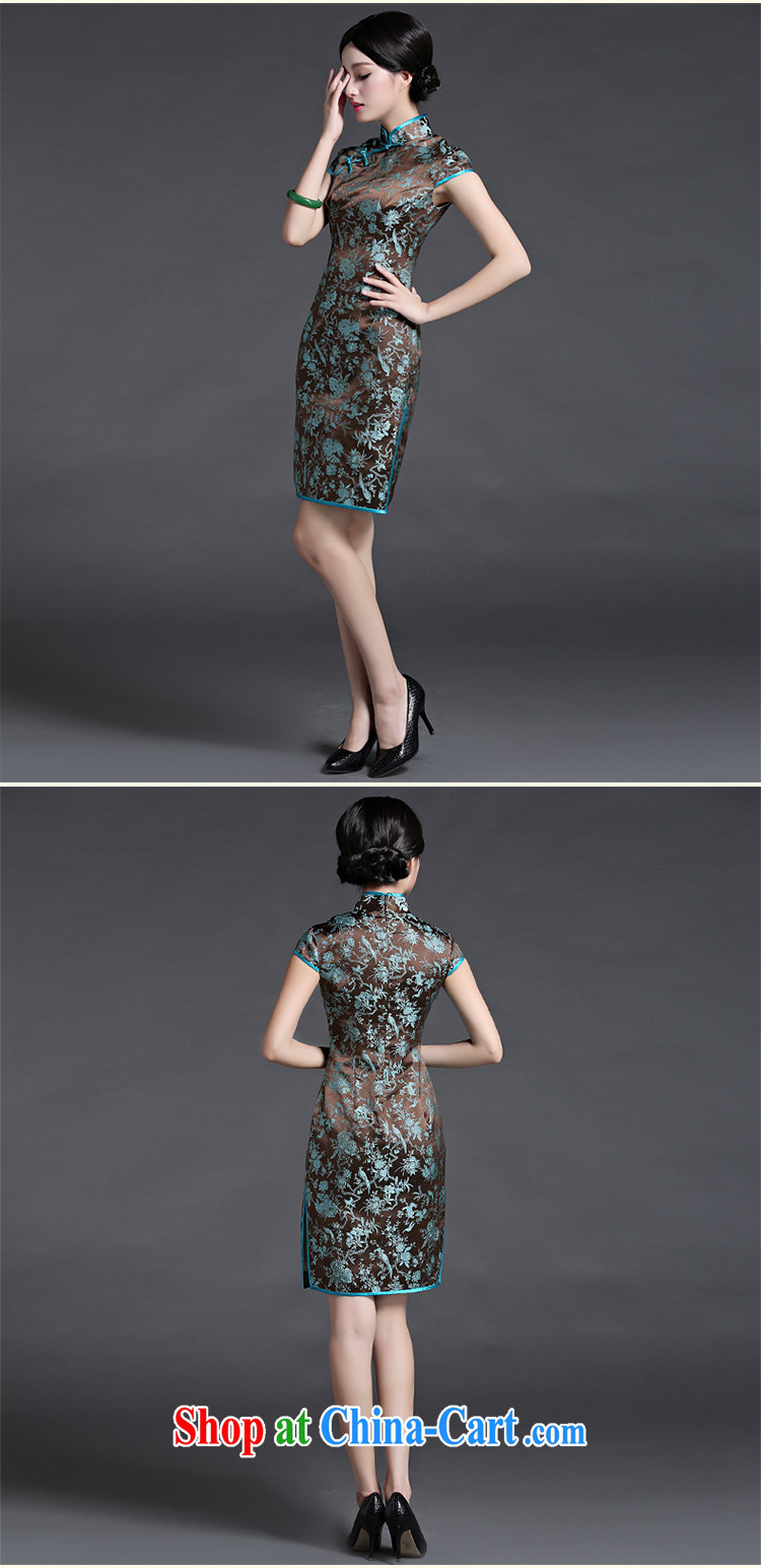 China classic 2015 spring and summer new upscale damask short-sleeve double-shoulder cheongsam dress improved retro short suit XXL pictures, price, brand platters! Elections are good character, the national distribution, so why buy now enjoy more preferential! Health