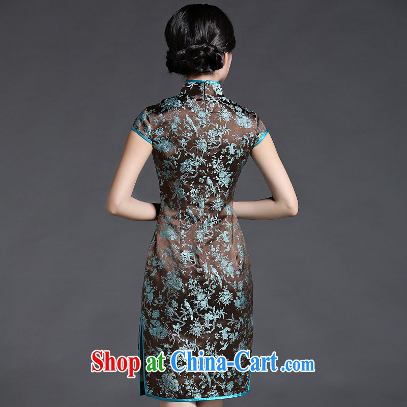 China classic 2015 spring and summer new upscale damask short-sleeve double-shoulder cheongsam dress improved retro short XXL suit, China Classic (HUAZUJINGDIAN), online shopping