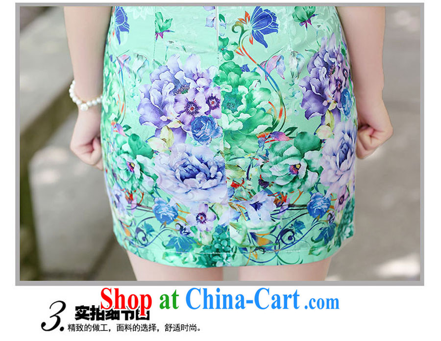 Sung Yang 2015 summer new Korean Beauty short-sleeved round-collar Peony stamp improved cheongsam dress green the peony flower XXL pictures, price, brand platters! Elections are good character, the national distribution, so why buy now enjoy more preferential! Health