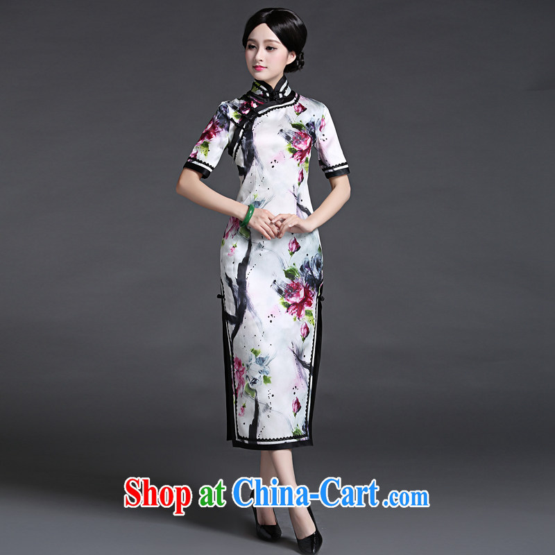 China's Ethnic classic 2015 new Chinese silk long dresses, dresses spring and summer with improved elegant everyday floral M, China Classic (HUAZUJINGDIAN), and, on-line shopping