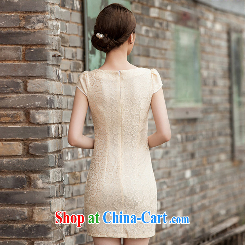 Connie, population 2015 summer new lace cheongsam stylish beauty dress Openwork hook spent 1106 yellow XL, Agnes (Denisi), online shopping