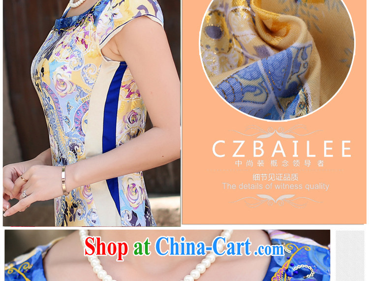 Jin Bai Lai 2015 new summer improved cheongsam dress graphics thin cultivating Chinese style dress short-sleeve floral cheongsam dress 4 XL pictures, price, brand platters! Elections are good character, the national distribution, so why buy now enjoy more preferential! Health
