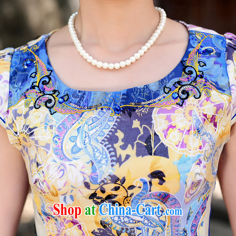 Jin Bai Lai 2015 new summer improved cheongsam dress graphics thin cultivating Chinese style dress short-sleeved stamp dress cheongsam 4XL idealistically Bai Lai (C . Z . BAILEE), online shopping