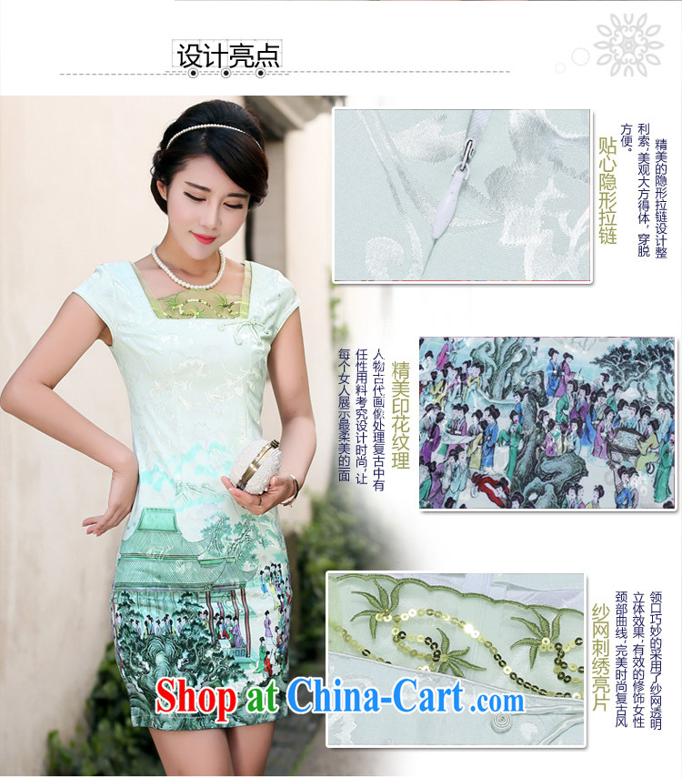 Jin Bai Lai dresses embroidery dress stamp 2015 female Chinese style stylish retro short-sleeved new cheongsam dress improved 4 XL pictures, price, brand platters! Elections are good character, the national distribution, so why buy now enjoy more preferential! Health