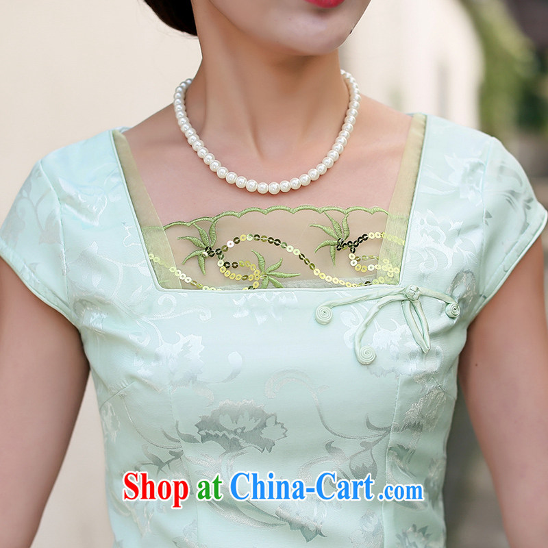 Jin Bai Lai dresses embroidery dress stamp 2015 female Chinese style stylish retro short-sleeved new cheongsam dress improved 4 XL idealistically Bai Lai (C . Z . BAILEE), shopping on the Internet