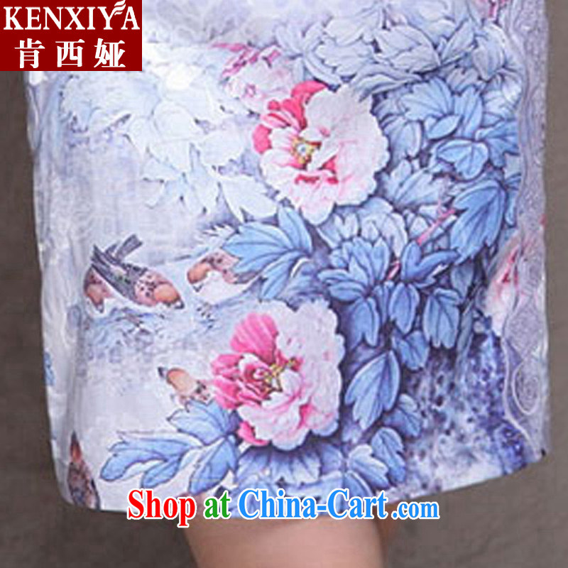 To SIA 2015 summer new ethnic wind and stylish Chinese Dress retro beauty graphics thin cheongsam 9902 violet XXL, SIA (KENXIYA), online shopping