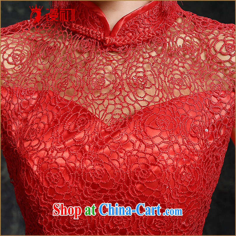 Early definition 2015 new bride antique dresses red lace up collar short dresses, bride toast serving red, early definition, shopping on the Internet