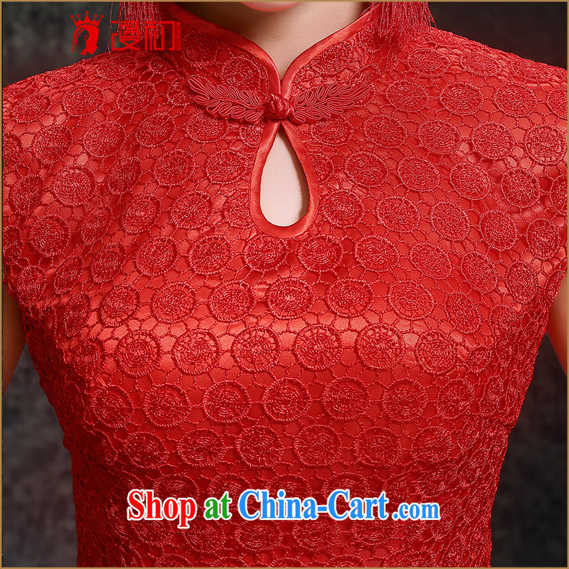 Early definition 2015 new bride antique dresses, red collar, water-soluble lace short cheongsam red, early definition, shopping on the Internet