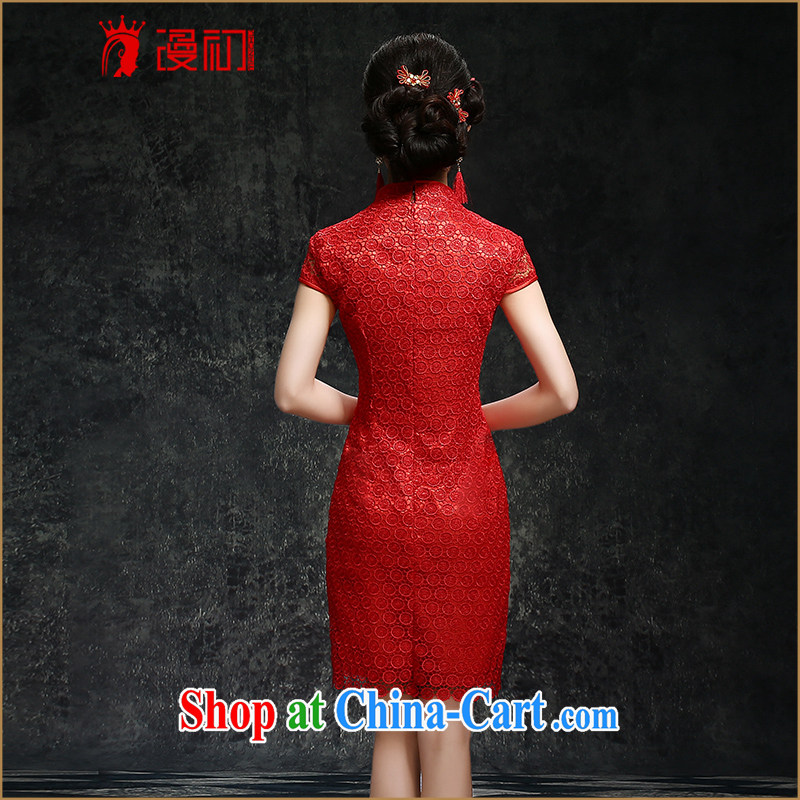 Early definition 2015 new bridal dresses Classic red Lace Embroidery short cheongsam red, diffuse, and shopping on the Internet