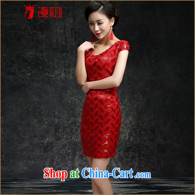 Early definition 2015 new marriages cheongsam classical red-chip lace short cheongsam, diffuse, and shopping on the Internet