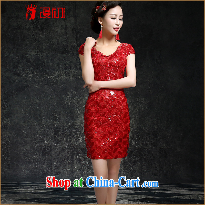 Early definition 2015 new marriages cheongsam classical red-chip lace short cheongsam, diffuse, and shopping on the Internet