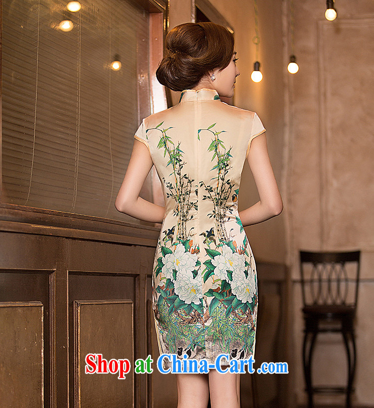 Love spell Fort 2015 new summer fashion graphics thin beauty short, short-sleeved, for Chinese qipao light yellow M (86 / 68/90, pictures, price, brand platters! Elections are good character, the national distribution, so why buy now enjoy more preferential! Health