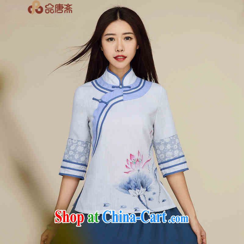 Mr Henry Tang, Id al-Fitr 2015 Han-improved national wind Cultivating Female Chinese retro T-shirt Chinese picture color M